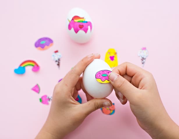 Eggs with stickers